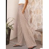 image:imageANRABESS Womens Striped Gingham Wide Leg Palazzo Pants with PocketsLight Brown White Plaid