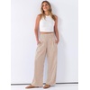 image:imageANRABESS Womens Striped Gingham Wide Leg Palazzo Pants with PocketsLight Brown White Stripe