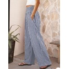 image:imageANRABESS Womens Striped Gingham Wide Leg Palazzo Pants with PocketsNavy Blue White Plaid