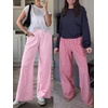 image:imageANRABESS Womens Striped Gingham Wide Leg Palazzo Pants with PocketsPink White Plaid
