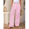 image:imageANRABESS Womens Striped Gingham Wide Leg Palazzo Pants with PocketsPink White Plaid