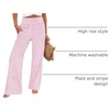 image:imageANRABESS Womens Striped Gingham Wide Leg Palazzo Pants with PocketsPink White Stripe