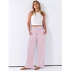 image:imageANRABESS Womens Striped Gingham Wide Leg Palazzo Pants with PocketsPink White Stripe