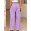 image:imageANRABESS Womens Striped Gingham Wide Leg Palazzo Pants with PocketsPurple White Plaid