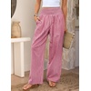 image:imageANRABESS Womens Striped Gingham Wide Leg Palazzo Pants with PocketsRed White Plaid