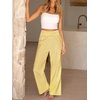 image:imageANRABESS Womens Striped Gingham Wide Leg Palazzo Pants with PocketsYellow White Plaid