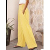 image:imageANRABESS Womens Striped Gingham Wide Leg Palazzo Pants with PocketsYellow White Plaid