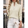 image:imageANRABESS Womens Sweaters Cropped Quarter Zip Pullover Fall OutfitsBeige
