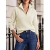 image:imageANRABESS Womens Sweaters Cropped Quarter Zip Pullover Fall OutfitsBeige