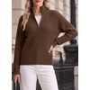 image:imageANRABESS Womens Sweaters Cropped Quarter Zip Pullover Fall OutfitsBrown