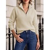 image:imageANRABESS Womens Sweaters Cropped Quarter Zip Pullover Fall OutfitsKhaki