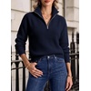 image:imageANRABESS Womens Sweaters Cropped Quarter Zip Pullover Fall OutfitsNavy