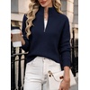 image:imageANRABESS Womens Sweaters Cropped Quarter Zip Pullover Fall OutfitsNavy