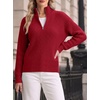 image:imageANRABESS Womens Sweaters Cropped Quarter Zip Pullover Fall OutfitsRed