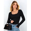 image:imageANRABESS Womens Tops Long Sleeve Shirt Built in BraBlack