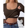 image:imageANRABESS Womens Tops Long Sleeve Shirt Built in BraCoffee