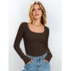 image:imageANRABESS Womens Tops Long Sleeve Shirt Built in BraCoffee