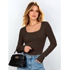 image:imageANRABESS Womens Tops Long Sleeve Shirt Built in BraCoffee