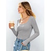 image:imageANRABESS Womens Tops Long Sleeve Shirt Built in BraGrey