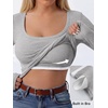 image:imageANRABESS Womens Tops Long Sleeve Shirt Built in BraGrey