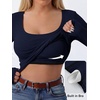 image:imageANRABESS Womens Tops Long Sleeve Shirt Built in BraNavy Blue