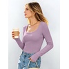 image:imageANRABESS Womens Tops Long Sleeve Shirt Built in BraPurple