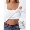 image:imageANRABESS Womens Tops Long Sleeve Shirt Built in BraWhite