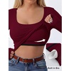 image:imageANRABESS Womens Tops Long Sleeve Shirt Built in BraWine Red