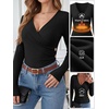 image:imageANRABESS Womens Tops Long Sleeve V Neck Fleece Thermal Fall ShirtsBlack
