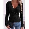 image:imageANRABESS Womens Tops Long Sleeve V Neck Fleece Thermal Fall ShirtsBlack