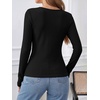 image:imageANRABESS Womens Tops Long Sleeve V Neck Fleece Thermal Fall ShirtsBlack