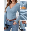 image:imageANRABESS Womens Tops Long Sleeve V Neck Fleece Thermal Fall ShirtsBlue