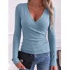 image:imageANRABESS Womens Tops Long Sleeve V Neck Fleece Thermal Fall ShirtsBlue