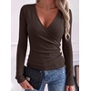 image:imageANRABESS Womens Tops Long Sleeve V Neck Fleece Thermal Fall ShirtsBrown