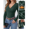 image:imageANRABESS Womens Tops Long Sleeve V Neck Fleece Thermal Fall ShirtsDeep Green