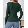image:imageANRABESS Womens Tops Long Sleeve V Neck Fleece Thermal Fall ShirtsDeep Green