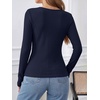 image:imageANRABESS Womens Tops Long Sleeve V Neck Fleece Thermal Fall ShirtsNavy Blue