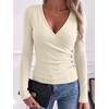 image:imageANRABESS Womens Tops Long Sleeve V Neck Fleece Thermal Fall ShirtsParchment
