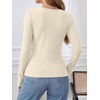 image:imageANRABESS Womens Tops Long Sleeve V Neck Fleece Thermal Fall ShirtsParchment
