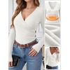 image:imageANRABESS Womens Tops Long Sleeve V Neck Fleece Thermal Fall ShirtsWhite
