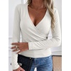image:imageANRABESS Womens Tops Long Sleeve V Neck Fleece Thermal Fall ShirtsWhite