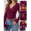 image:imageANRABESS Womens Tops Long Sleeve V Neck Fleece Thermal Fall ShirtsWine Red