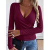 image:imageANRABESS Womens Tops Long Sleeve V Neck Fleece Thermal Fall ShirtsWine Red