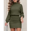 image:imageANRABESS Womens Turtleneck Long Sleeve Bodycon Mini Sweater DressArmy Green