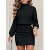 image:imageANRABESS Womens Turtleneck Long Sleeve Bodycon Mini Sweater DressBlack