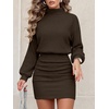 image:imageANRABESS Womens Turtleneck Long Sleeve Bodycon Mini Sweater DressBrown