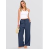 image:imageANRABESS Womens Wide Leg Casual Flowy Elastic Waist Beach Palazzo PantsNavy Blue