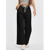 image:imageANRABESS Womens Wide Leg Jeans Drawstring Denim Pants with PocketsBlack