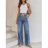 image:imageANRABESS Womens Wide Leg Jeans Drawstring Denim Pants with PocketsBlue