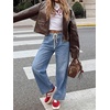 image:imageANRABESS Womens Wide Leg Jeans Drawstring Denim Pants with PocketsLight Blue